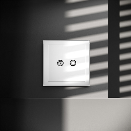 Розетка телевизионнная встраиваемая VOLTUM S70 оконечная TV+SAT, (белый глянцевый) VLS060401