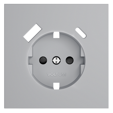 Накладка для розетки с заземлением и защитными шторками, с USB A+C Voltum S70 (серый) VLS001016