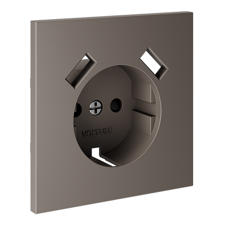 Накладка для розетки с заземлением и защитными шторками, с USB A+A Voltum S70 (капучино) VLS000914