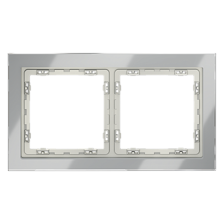 Рамка стеклянная VOLTUM S70 на 2 поста, (сталь, стекло) VLS110205