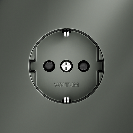 Розетка встраиваемая VOLTUM S70 с заземлением и защитными шторками, (титан) VLS040206