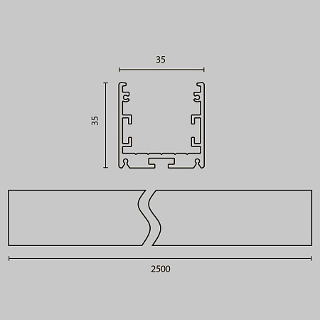 Радиусный профиль 35x35 линейный 2.5м Maytoni ALM-3535R-B-D-2.5M