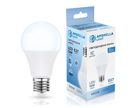 Лампа светодиодная A60 12W E27 6400K Ambrella light A60 601206