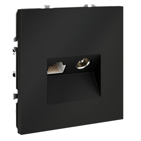 Розетка телевизионная встраиваемая TV+RJ45 кат. 6 Voltum S70 (графит) VLS060707 Розетка телевизионная встраиваемая TV+RJ45 кат. 6 Voltum S70 (графит) VLS060707