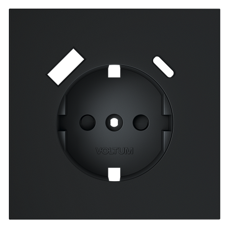 Накладка для розетки с заземлением и защитными шторками, с USB A+C Voltum S70 (графит) VLS001007