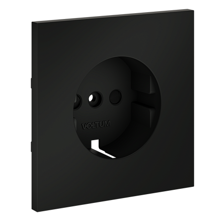 Накладка для розетки с заземлением и защитными шторками Voltum S70 (черный матовый) VLS000708