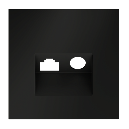 Накладка для розетки TV+RJ45 кат. 6 Voltum S70 (черный матовый) VLS002708