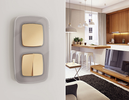 Комплект механизма 2-клавишного перекрестного выключателя 10A Omega MO603030