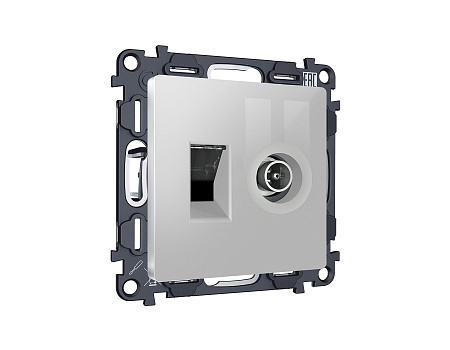 Комплект механизма розетки компьютерной + TV оконечной RJ-45 (8P8C) CAT6/50-870 MHz 1dB с автоматической защитной шторкой Ambrella Volt Alfa MA412510