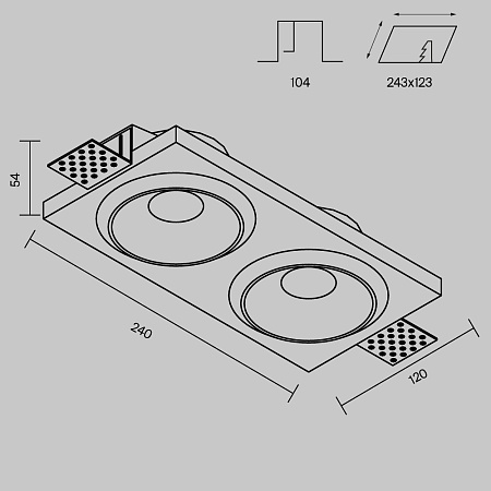 Светильник встраиваемый Maytoni Gyps Modern DL124-GU10-02-TRS-W
