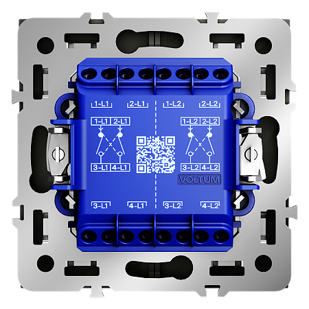 Выключатель двухклавишный перекрестный встраиваемый 10А Voltum S70 (сталь) VLS020505 Выключатель двухклавишный перекрестный встраиваемый 10А Voltum S70 (сталь) VLS020505