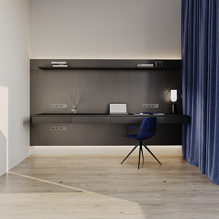 Розетка встраиваемая VOLTUM S70 с заземлением и защитными шторками, (титан) VLS040206