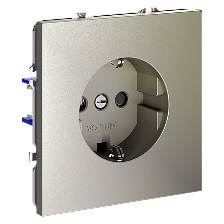 Розетка встраиваемая VOLTUM S70 с заземлением и защитными шторками, (шелк) VLS040204