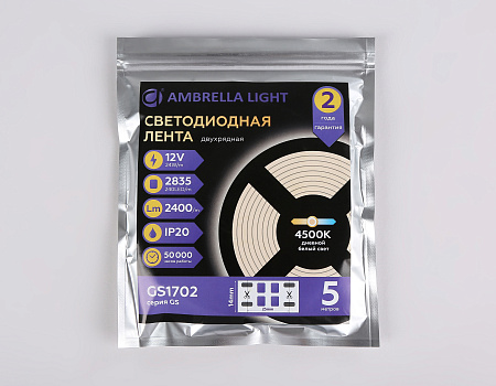 Светодиодная лента GS1702 2835 240Led 24W 12V IP20 4500K GS GS1702