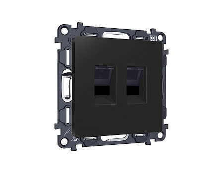 Комплект механизма компьютерной двойной розетки RJ-45 (8P8C) CAT6 с автоматической защитной шторкой Ambrella Volt Alfa MA812110 Комплект механизма компьютерной двойной розетки RJ-45 (8P8C) CAT6 с автоматической защитной шторкой Ambrella Volt Alfa MA812110