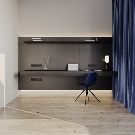 Выключатель встраиваемый VOLTUM S70 двухклавишный (черный матовый) VLS020108