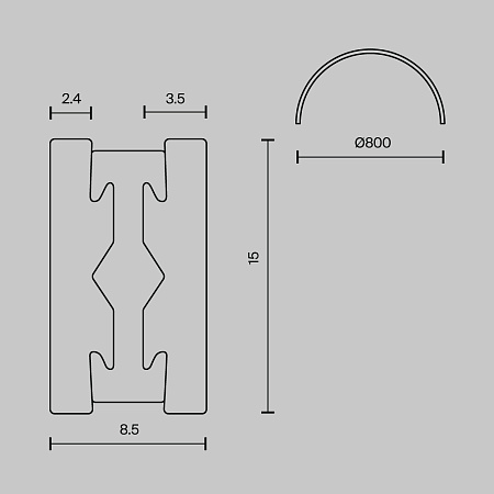 Шинопровод магнитный накладной Maytoni Flarity TRX154-SR-D800-PT