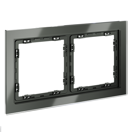 Рамка стеклянная VOLTUM S70 на 2 поста, (титан, стекло) VLS110206