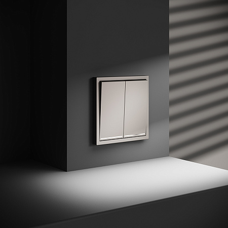 Проходной переключатель встраиваемый VOLTUM S70 двухклавишный с подсветкой (кашемир) VLS020403