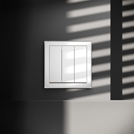 Выключатель встраиваемый VOLTUM S70 трехклавишный (белый глянцевый) VLS030101