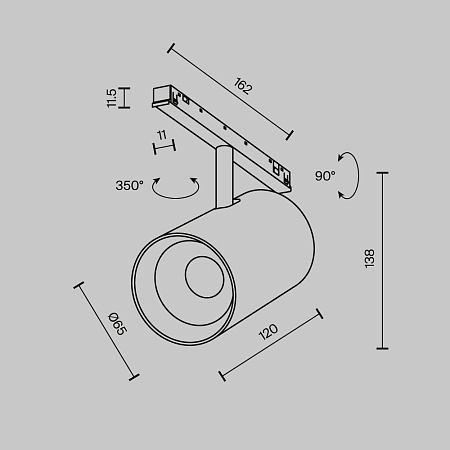 Трековый магнитный светодиодный светильник Maytoni Exility X Focus Led TR243-18W3K-B