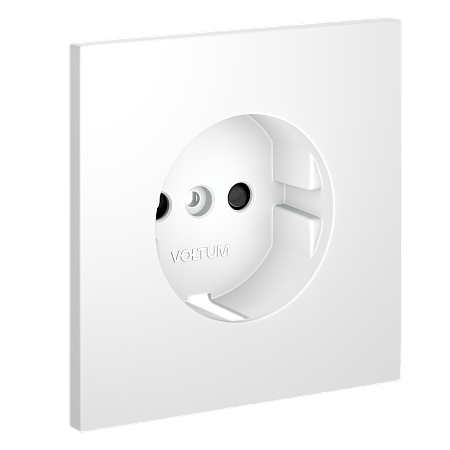 Накладка для розетки с заземлением и защитными шторками Voltum S70 (белый матовый) VLS000702