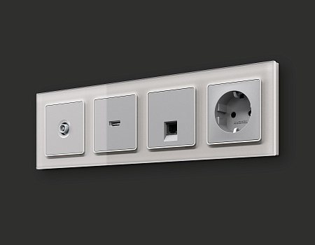 Комплект механизма компьютерной розетки RJ-45 (8P8C) CAT6A экранированной с автоматической защитной шторкой Ambrella Volt Alfa MA412005 Комплект механизма компьютерной розетки RJ-45 (8P8C) CAT6A экранированной с автоматической защитной шторкой Ambrella Volt Alfa MA412005