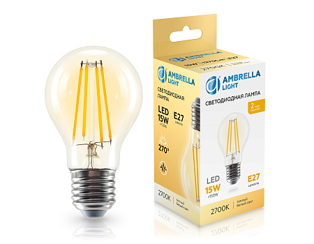 Лампа филаментная A60 15W E27 2700K Ambrella light 601513