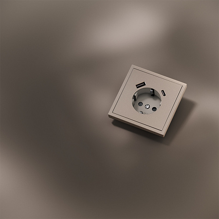 Накладка для розетки с заземлением и защитными шторками, с USB A+C Voltum S70 METAL (платина) VLSM001010 Накладка для розетки с заземлением и защитными шторками, с USB A+C Voltum S70 METAL (платина) VLSM001010