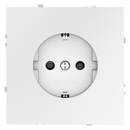 Розетка встраиваемая VOLTUM S70 с заземлением и защитными шторками, (белый матовый) VLS040202