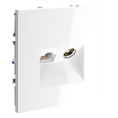 Розетка телевизионная встраиваемая TV+RJ45 кат. 6 Voltum S70 (белый глянцевый) VLS060701 Розетка телевизионная встраиваемая TV+RJ45 кат. 6 Voltum S70 (белый глянцевый) VLS060701