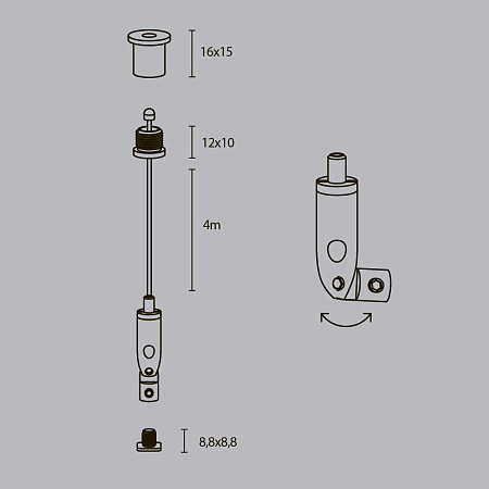 Комплект подвесов для радиусного профиля 4м. Maytoni ALM-3535R-P-4M