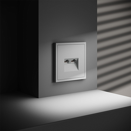 Розетка компьютерная встраиваемая VOLTUM S70 двойная RJ45+RJ45 кат.6, (белый матовый) VLS060202