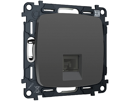 Комплект механизма компьютерной розетки RJ-45 (8P8C) CAT6A экранированной с защитной шторкой Omega MO912005