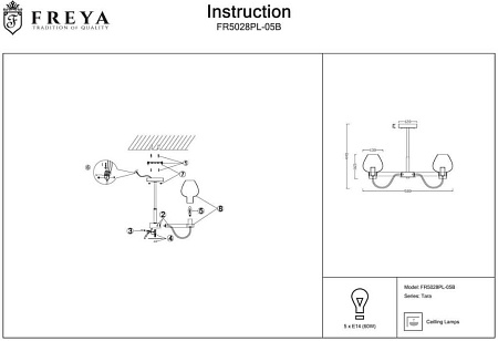 Люстра на штанге Freya Tara FR5028PL-05B