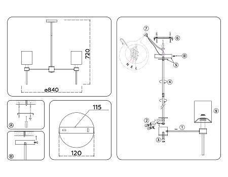 Люстра на штанге Ambrella light LH72373