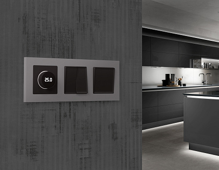 Комплект механизма терморегулятора с цифровым дисплеем с подсветкой и датчиком для теплого пола 16A-250V Ambrella Volt Alfa MA805810 Комплект механизма терморегулятора с цифровым дисплеем с подсветкой и датчиком для теплого пола 16A-250V Ambrella Volt Alfa MA805810