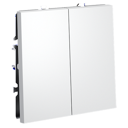 Выключатель с самовозвратом встраиваемый VOLTUM S70 двухклавишный (белый матовый) VLS020602