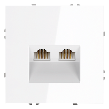 Розетка компьютерная встраиваемая VOLTUM S70 двойная RJ45+RJ45 кат.6, (белый глянцевый) VLS060201 Розетка компьютерная встраиваемая VOLTUM S70 двойная RJ45+RJ45 кат.6, (белый глянцевый) VLS060201