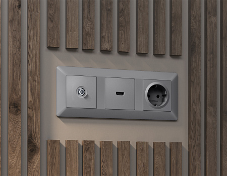 Комплект механизма TV розетки оконечной экранированной 5-1000MHz 3dB Ambrella Volt Alfa MA513005