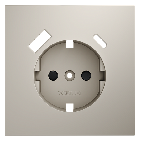 Накладка для розетки с заземлением и защитными шторками, с USB A+C Voltum S70 (кашемир) VLS001003