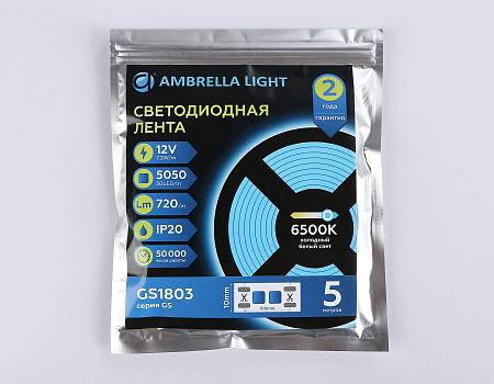 Светодиодная лента GS1803 5050 30Led 7.2W 12V IP20 6500K GS GS1803