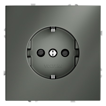 Розетка встраиваемая VOLTUM S70 с заземлением и защитными шторками, (титан) VLS040206