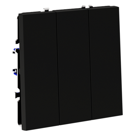 Выключатель встраиваемый VOLTUM S70 трехклавишный (черный матовый) VLS030108