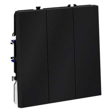 Выключатель встраиваемый VOLTUM S70 трехклавишный (графит) VLS030107