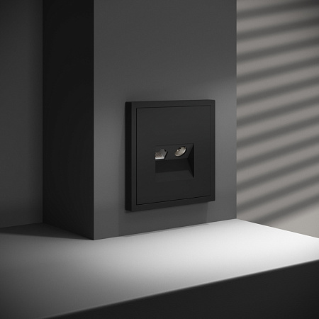 Розетка телевизионная встраиваемая TV+RJ45 кат. 6 Voltum S70 (черный матовый) VLS060708