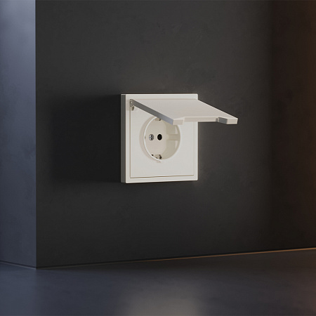 Накладка для розетки с заземлением, защитными шторками и крышкой Voltum S70 (хлопок) VLS000813