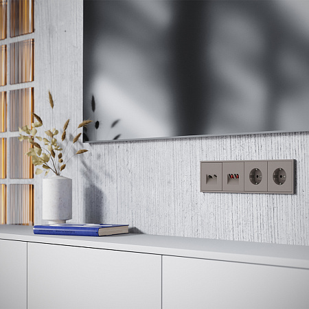 Накладка для розетки TV+RJ45 кат. 6 Voltum S70 (капучино) VLS002714 Накладка для розетки TV+RJ45 кат. 6 Voltum S70 (капучино) VLS002714