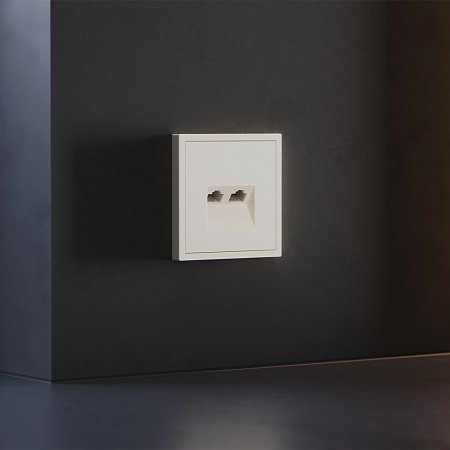 Накладка для розетки компьютерной двойной RJ45+RJ45 кат.6 Voltum S70 (хлопок) VLS001413