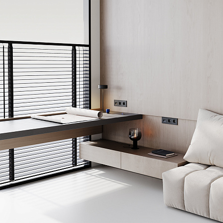 Розетка встраиваемая VOLTUM S70 с заземлением и защитными шторками, с USB, A+С, (черный матовый) VLS040508